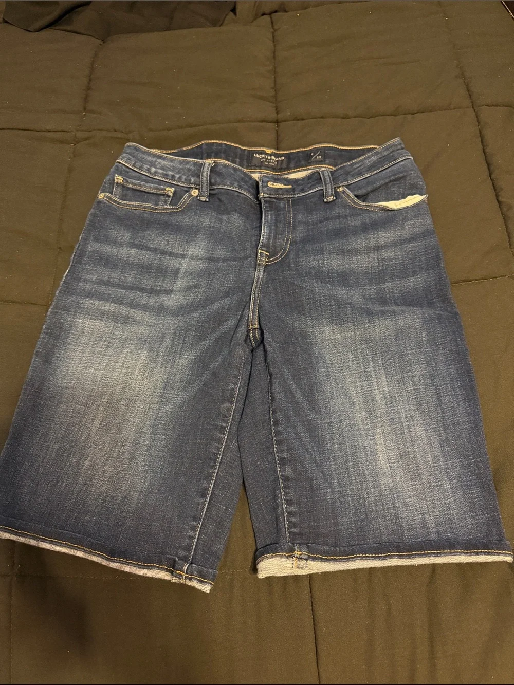 Lucky Brand The Bermuda Denim Shorts Women’s 8/29 Dark Wash Long Jean Shorts